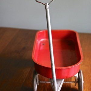Retro red toy pull cart
